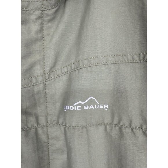 Eddie Bauer Nylon Mountain Parka Olive Green Embroidered Logo 90s Size XL - Picture 4 of 15